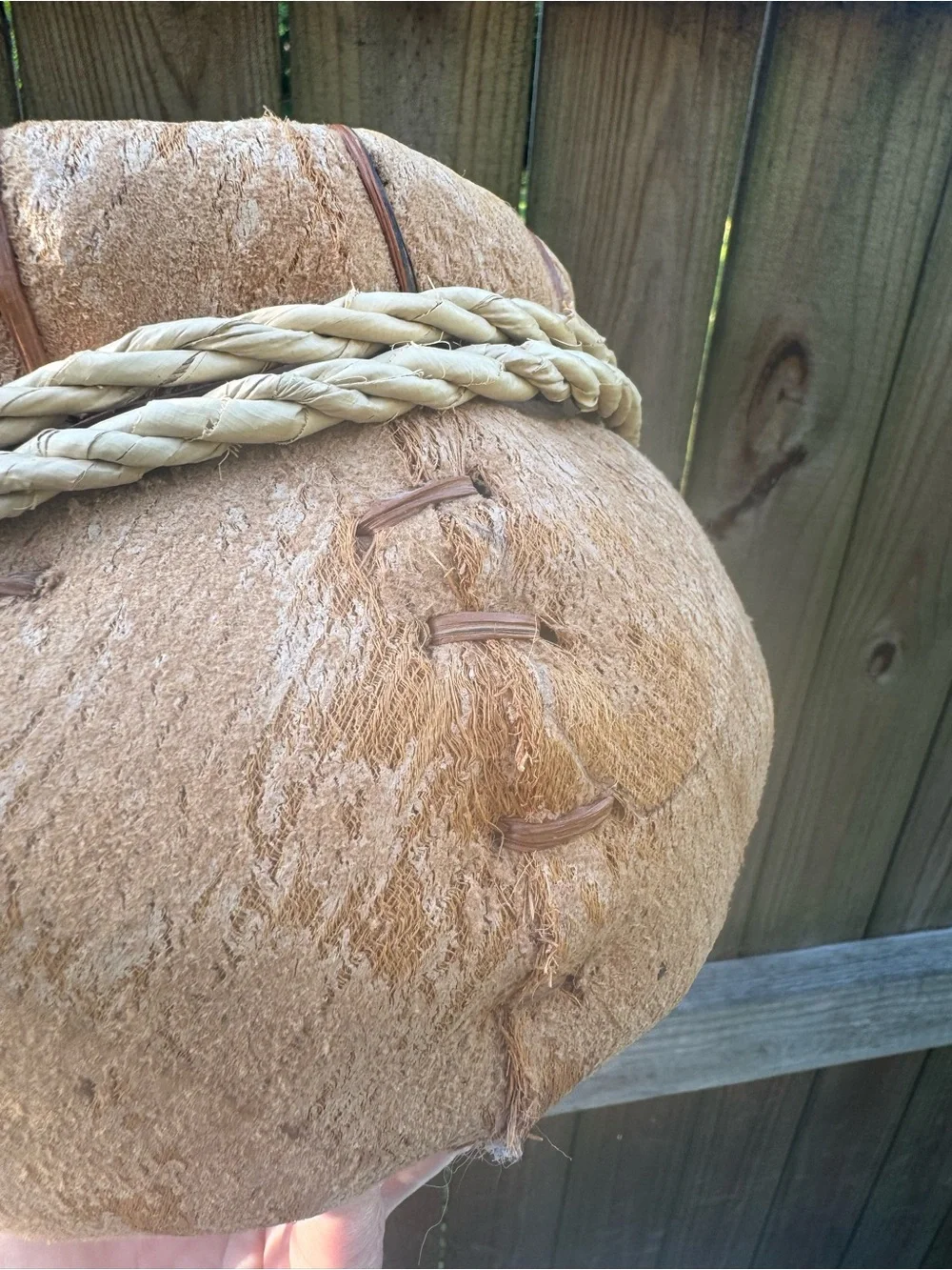 Vintage Rustic Primitive Handcrafted Natural Fiber Plant Basket - Tan